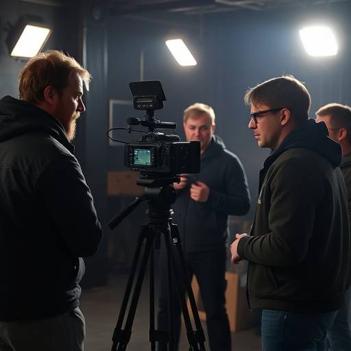Skuespillere som filmer en scene under et filmskuespillkurs
